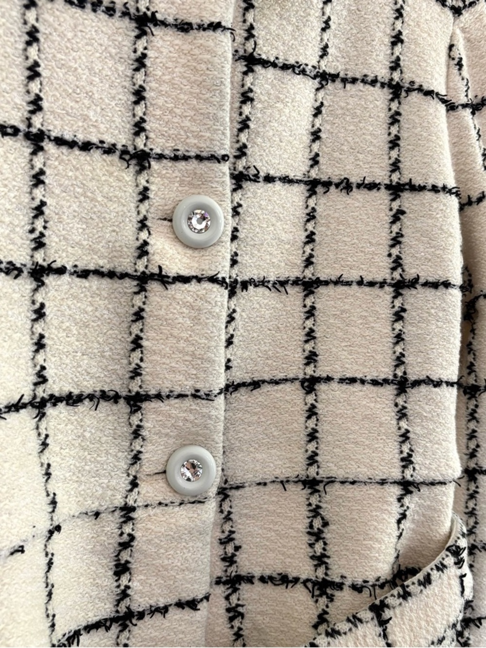 St. John Eyelash Windowpane Knit Belted Jacket Tweed Wool-Blend Jacket Sz 10 - Picture 5 of 8